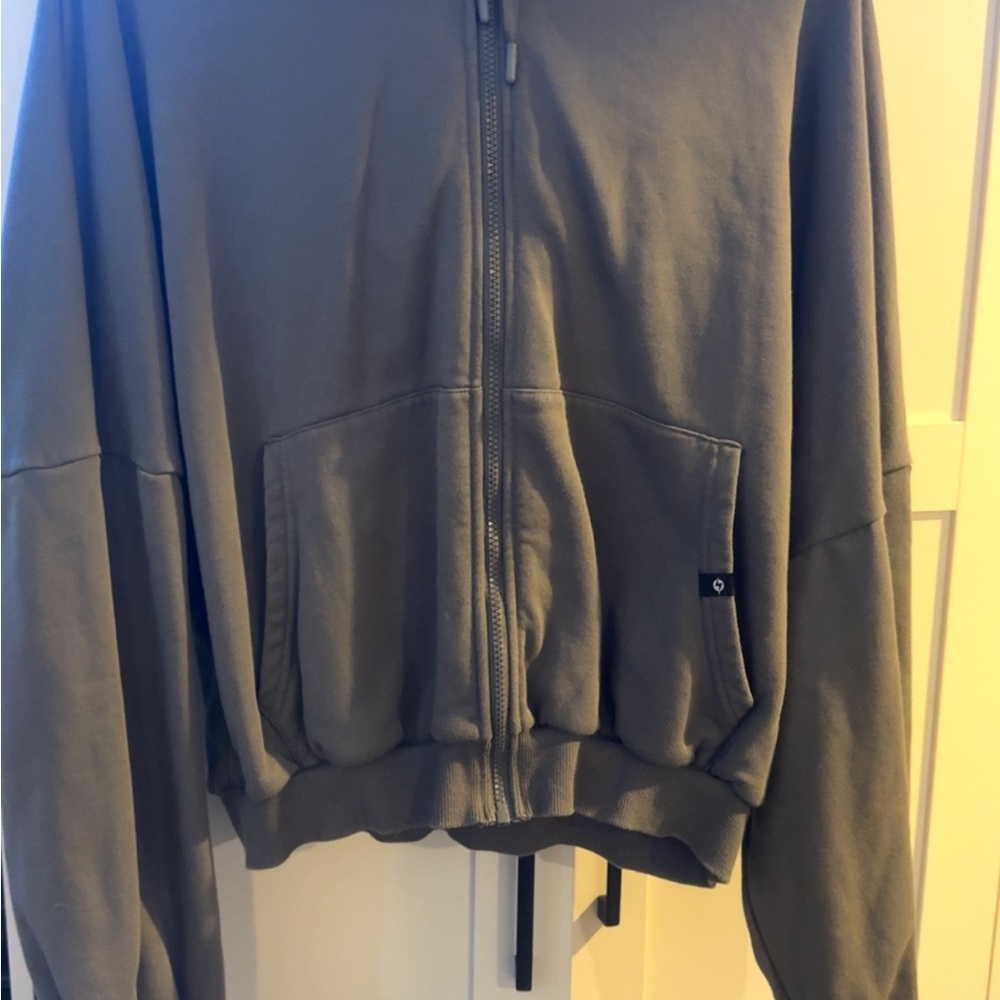 S/M POFLEX Cozy cloud GREY Zip-Up Jacket SWEATSHIRT HOODIE